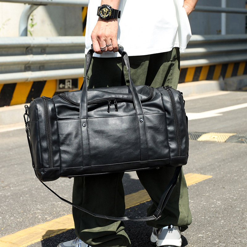New short-distance travel bag, trendy men's single-shoulder crossbody bag, large-capacity handbag, outdoor fitness bag, storage luggage bag details Picture