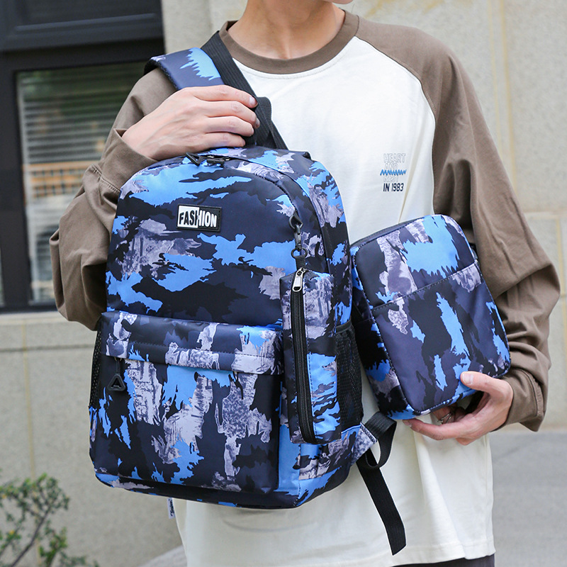 Factory wholesale of large-capacity backpacks for foreign trade, outdoor leisure travel backpacks, and fashionable three-piece schoolbags for middle school students Specification drawing