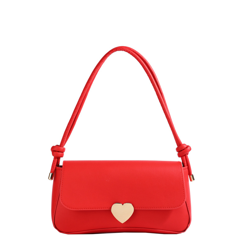 This trendy small bag with heart-shaped decoration is a new, high-quality, niche single-shoulder, underarm bag and commuter crossbody bag for women in the autumn and winter of 2024 Item Picture