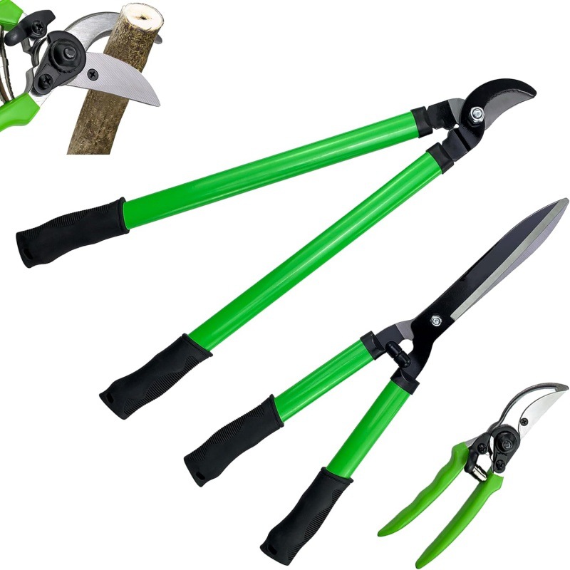 Cross-border garden pruning, thick branch pruning, garden pruning, tall branch pruning, fence pruning, garden tools full figure