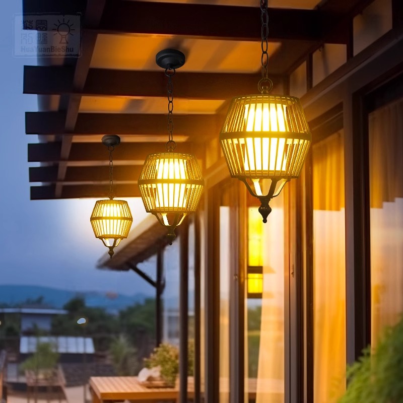 Outdoor chandelier, solar waterproof, garden villa light, corridor, pavilion, outdoor courtyard, landscape, balcony, modern and simple Specification drawing