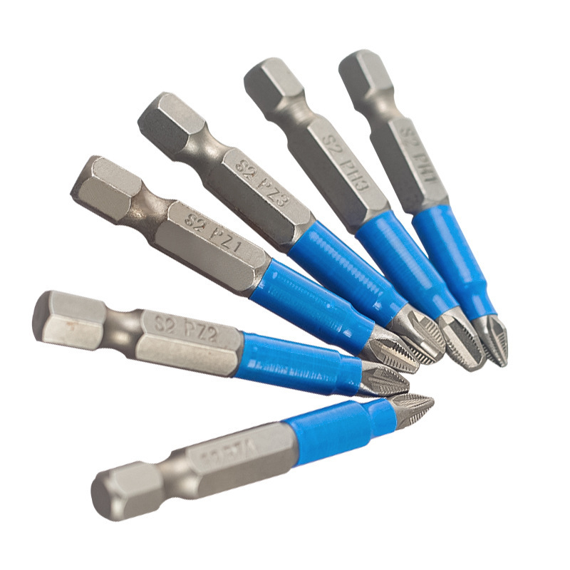 Cross-border PZ1/2/3 blue leather screwdriver head set, PH1/2/3 cross hand drill, electric air screwdriver bit, screw screwdriver bit full figure