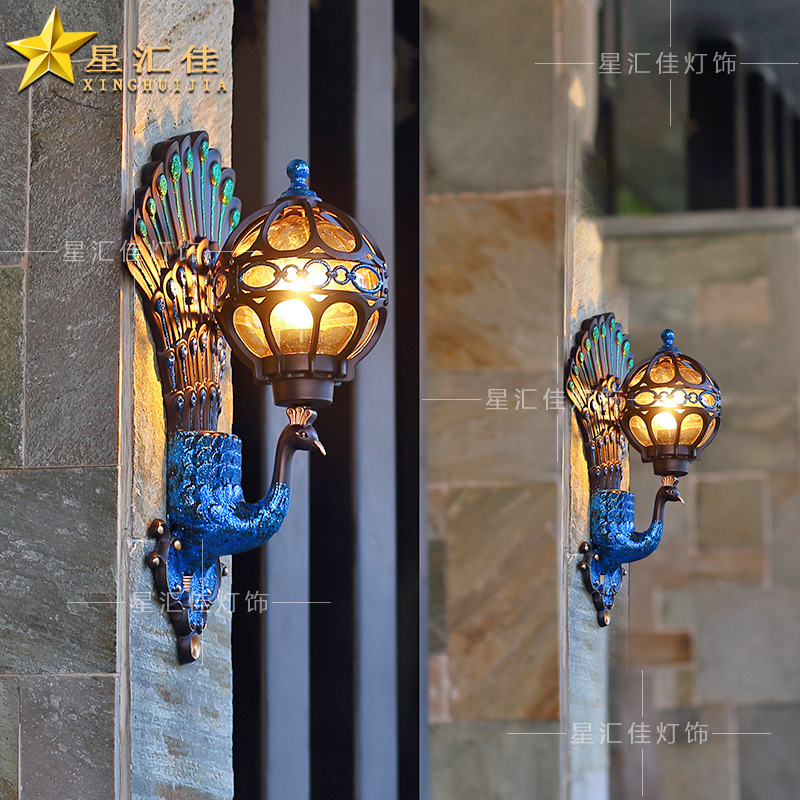 Wall lamps, courtyard outdoor waterproof, villa exterior walls, main entrance columns, balconies, outdoor courtyard walls, peacock garden lights full figure