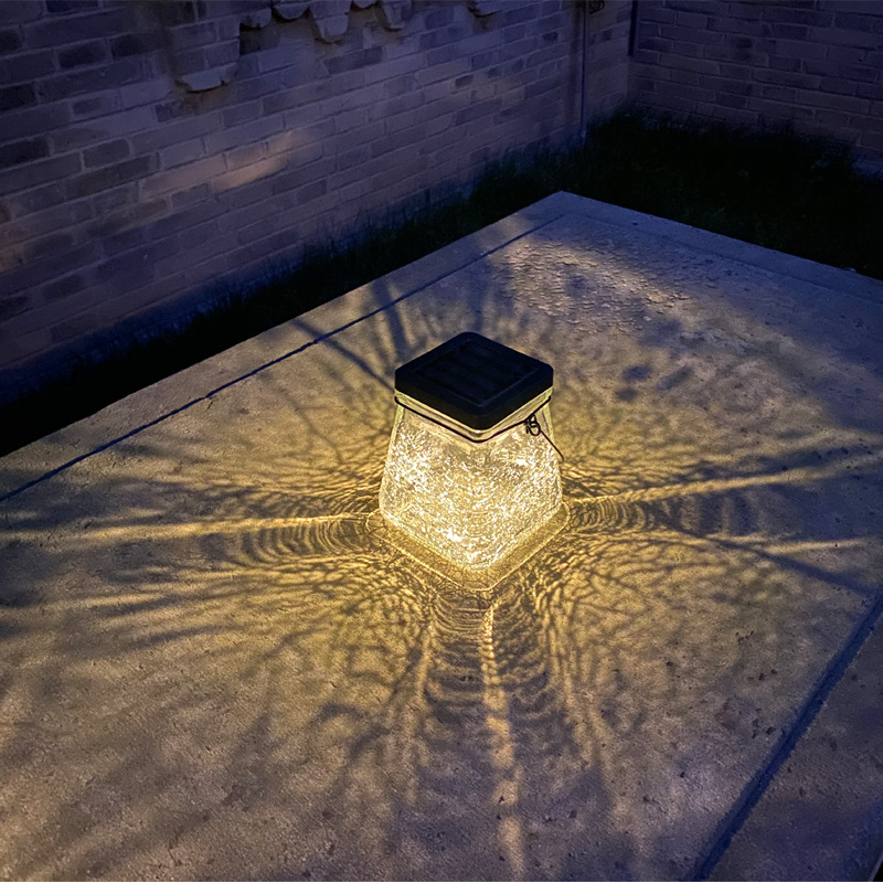 Solar crack hanging lamp, outdoor garden and courtyard lamp, solar square glass table lamp Specification drawing
