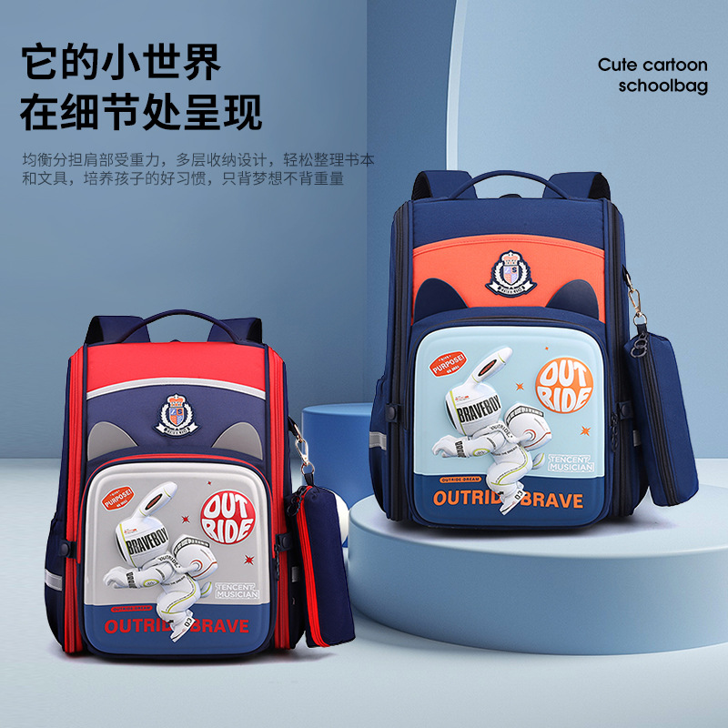 Schoolbag for primary school girls from grades one, two, three to six, a versatile and durable cartoon children's backpack with a college style Specification drawing