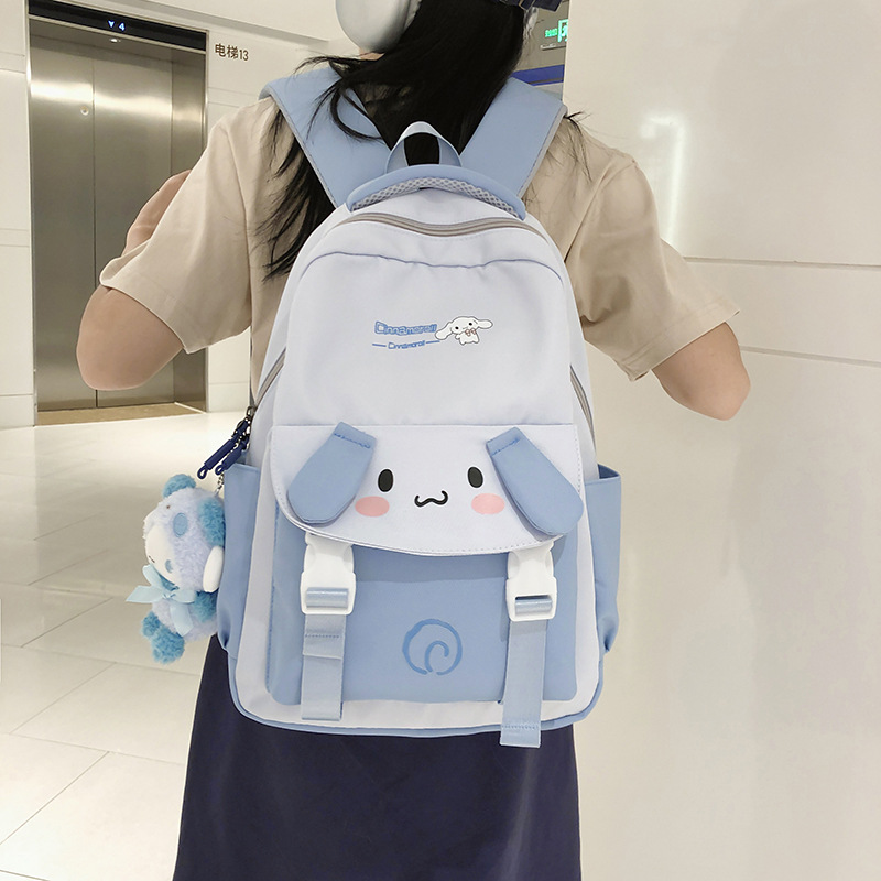 New cute cartoon lightweight backpack for girls, large-capacity color-blocking fashionable backpack, and schoolbag for primary and junior high school students full figure