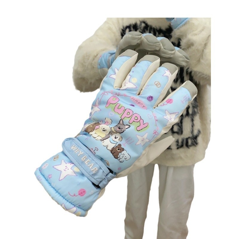 Touch screen ski gloves for women, cute bear gloves, winter outdoor sports cycling, anti-slip, thickened and warm Item Picture