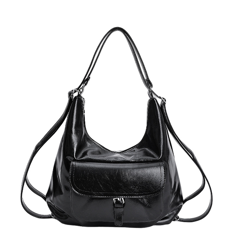 High-end retro backpack for women, 2025 new style oil wax leather single-shoulder bag, large capacity tote bag Item Picture