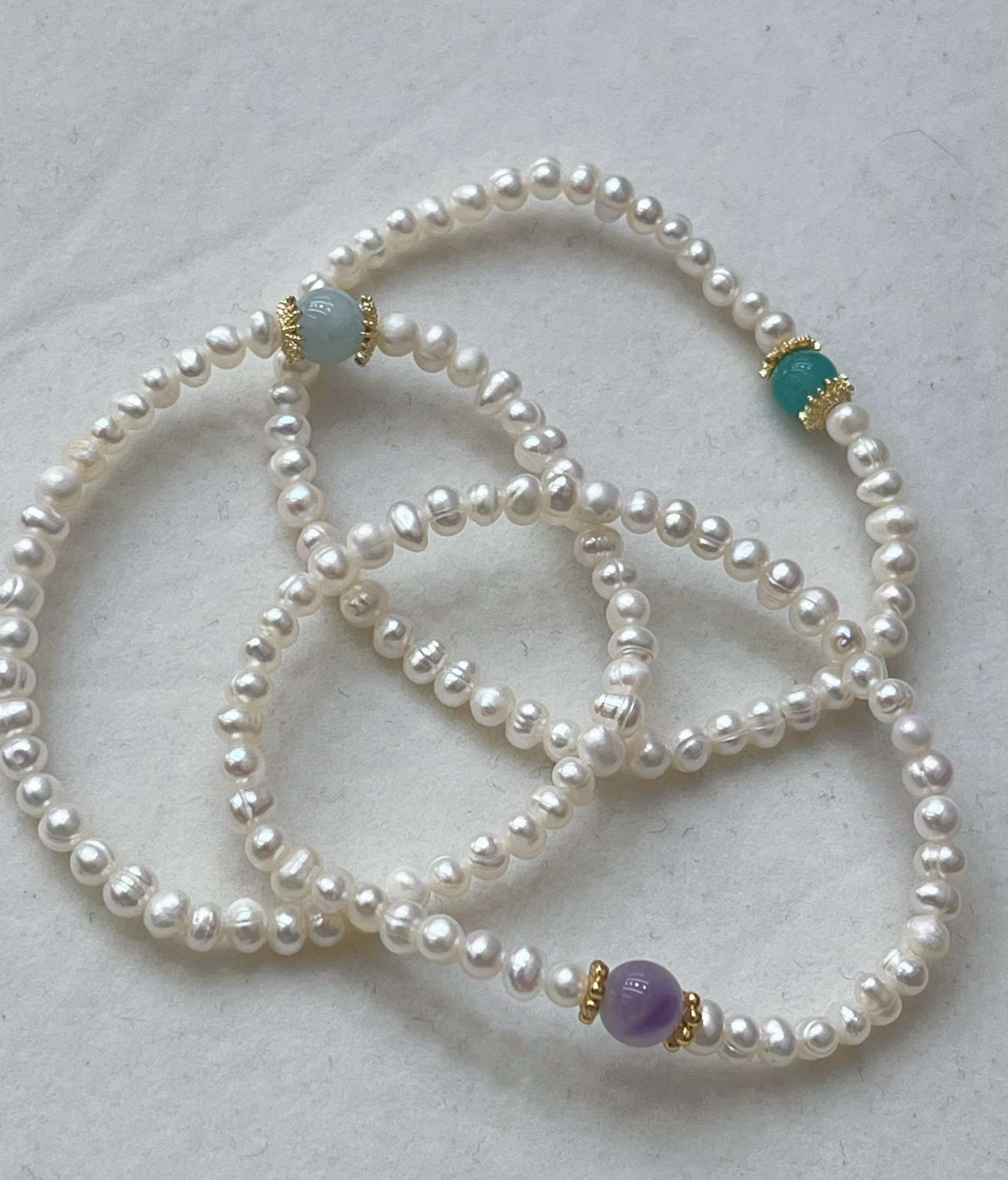 彩色晶石珍珠手链