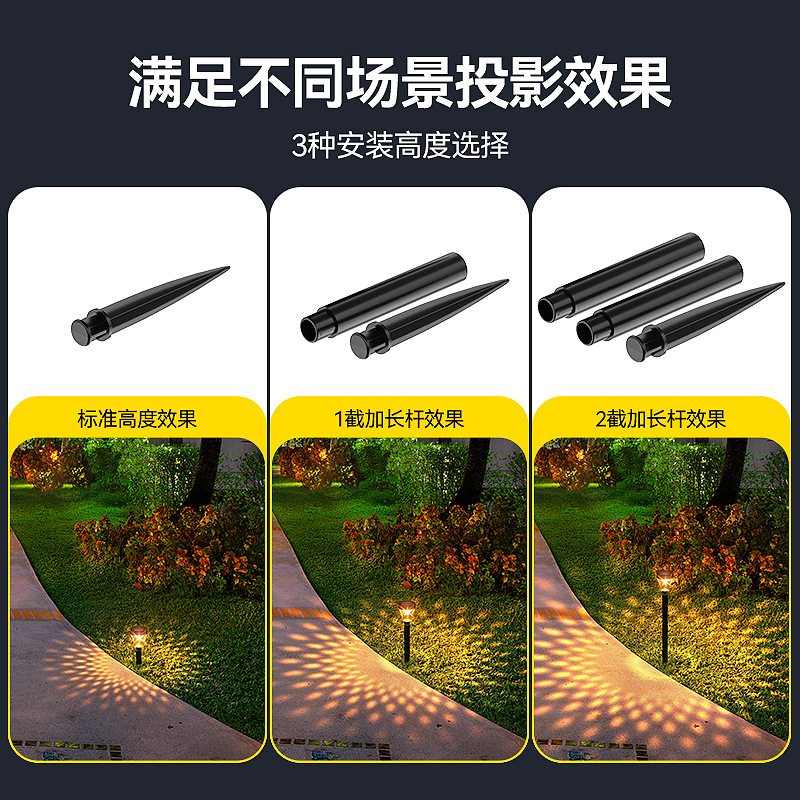 Solar-powered garden lights, lawn lights, household outdoor waterproof decorative yard, villa garden layout, ground insert light and shadow lights Application Scenario
