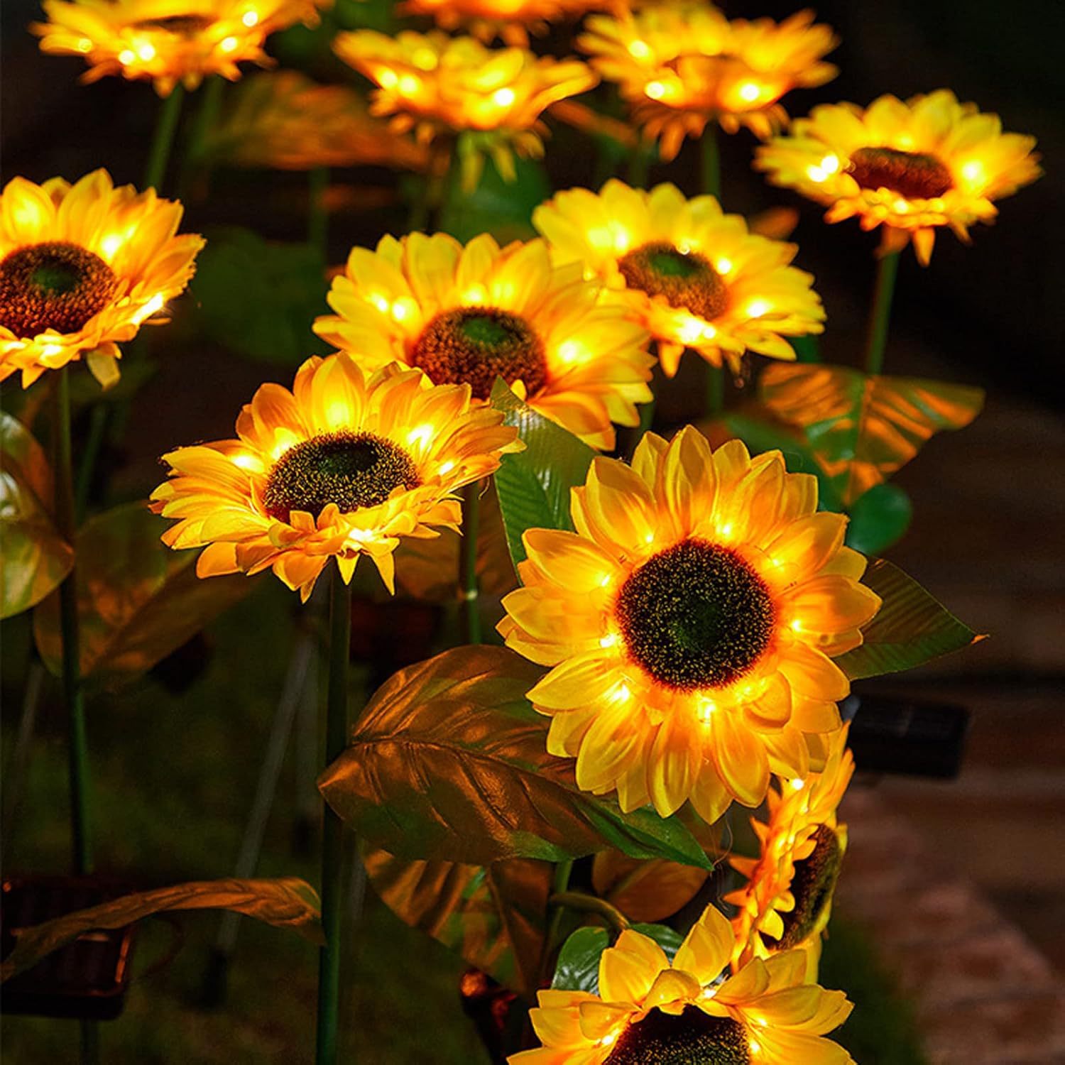 Cross-border solar simulation flower lights, LED lily, chrysanthemum, sunflower, rose ground insert lights, courtyard garden and lawn lights details Picture