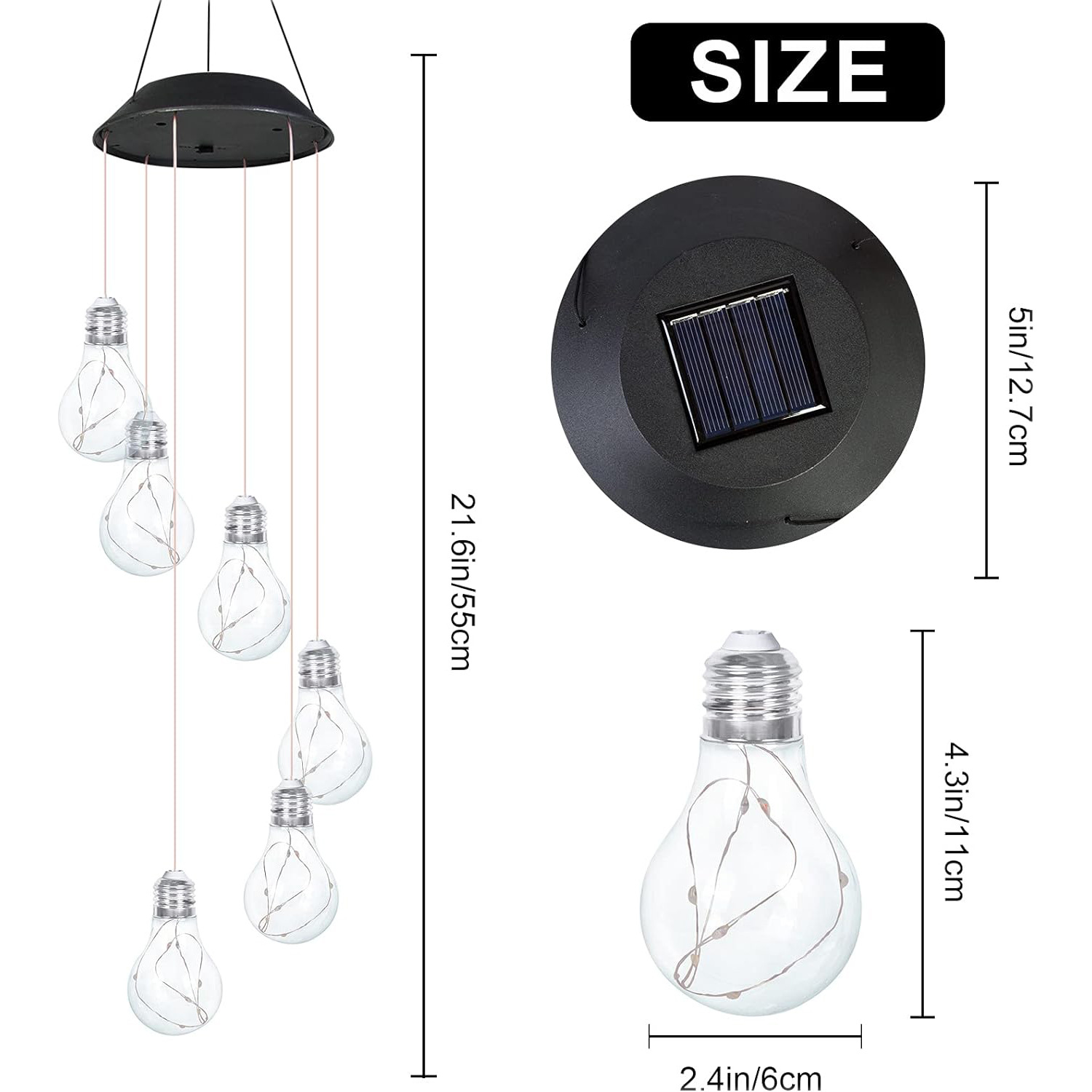 In-stock solar chandeliers, solar wind chime lights, outdoor gourd lights, courtyard led colorful landscape bulbs, wind chimes Item Picture