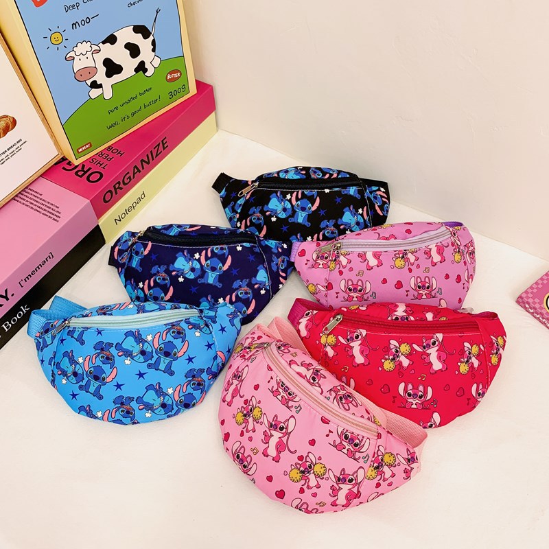 2024 New children's bag Cartoon Stitch single-shoulder waist bag crossbody bag for boys and girls with loose change full figure