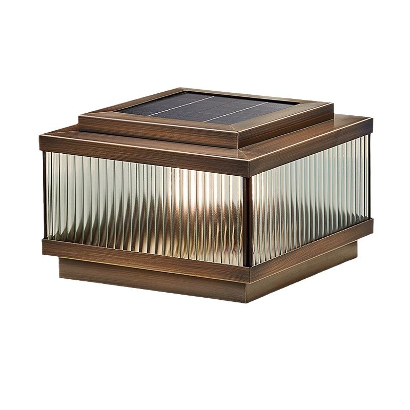 All-copper solar column head lamp, outdoor waterproof courtyard lamp, villa fence lamp, simple column lamp, gate column lamp Item Picture