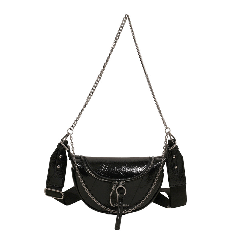 New Spring/Summer 2025 fashionable and trendy simple single-shoulder crossbody bag for women, solid color simple chain versatile saddle bag for women Item Picture