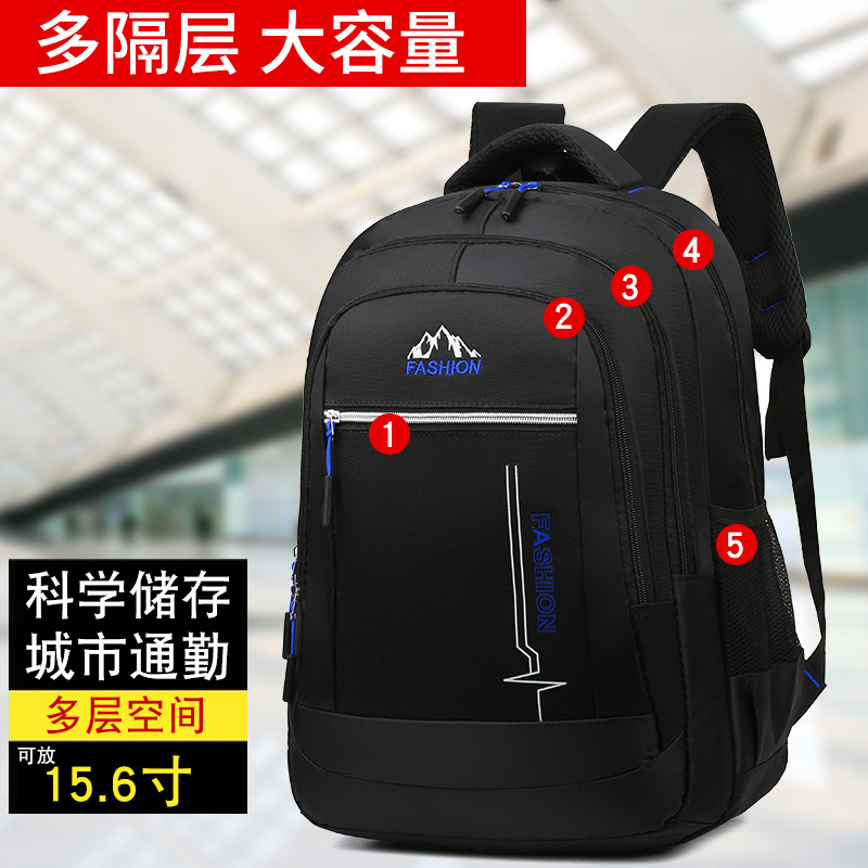 Cross-border large-capacity backpack, casual student schoolbag, Korean version of men's business commuting computer backpack, outdoor travel bag details Picture