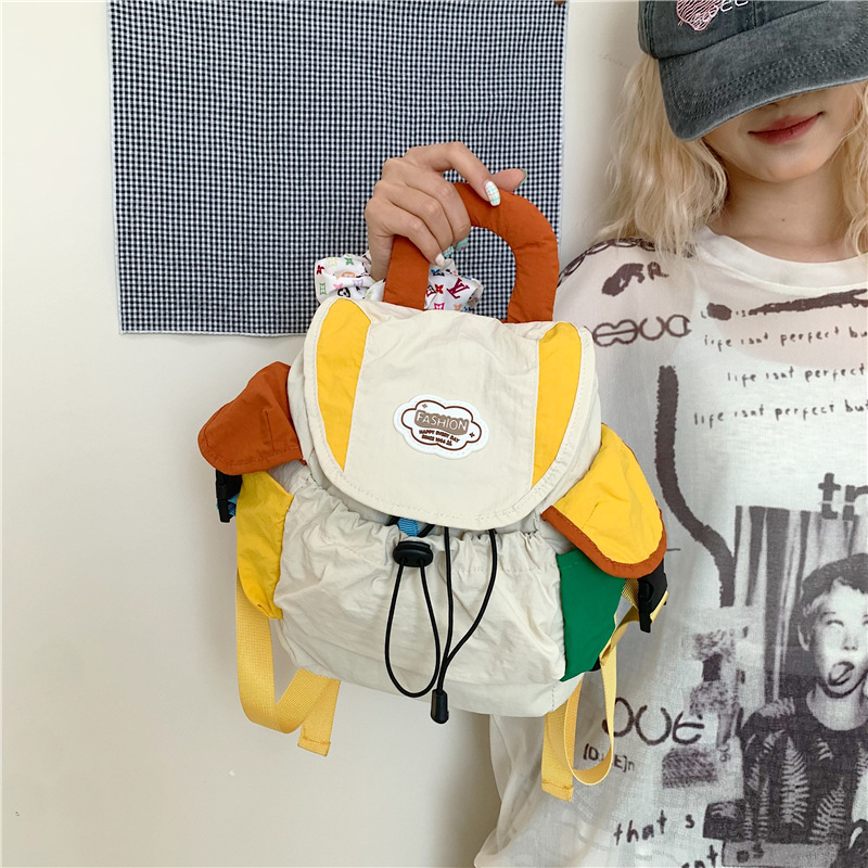 Wholesale summer trendy casual color-blocking backpacks, outdoor multi-functional simple and lightweight backpacks, fashionable travel small bags Specification drawing