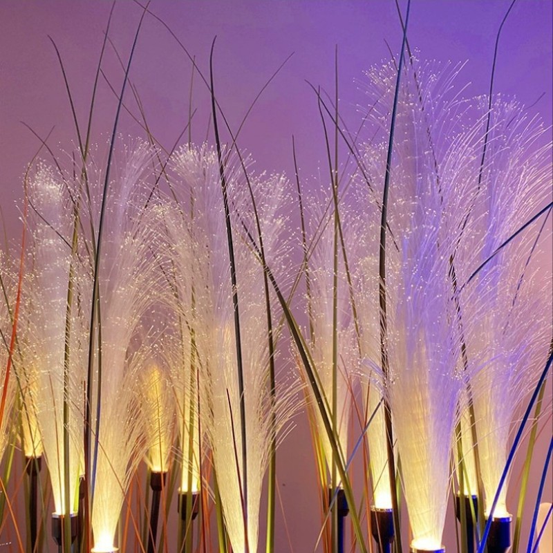 Solar fiber optic reed lamps, led simulation outdoor lawn and courtyard reed lamps, park ground insert decorative landscape lamps Specification drawing
