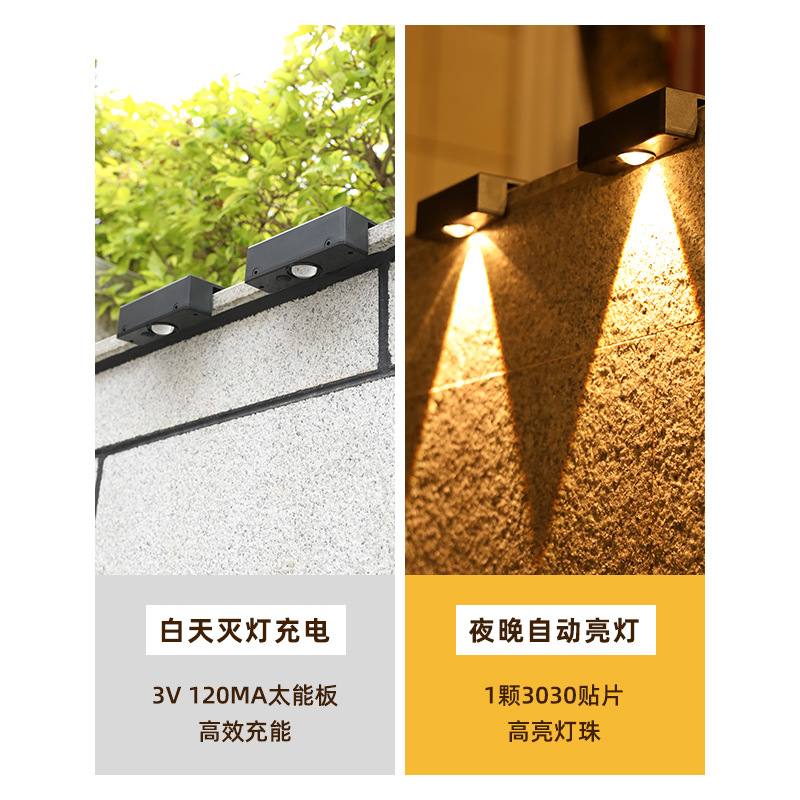New ultra-bright solar wall lamps, outdoor garden and yard wall lamps, home courtyard atmosphere lamps, and wall-washing lamps Specification drawing