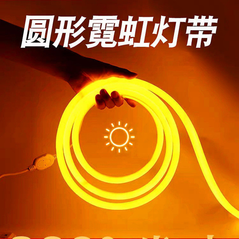 Circular light strips, led outdoor waterproof light strips, ultra-bright neon light strips, soft light strips, long strips, 360-degree luminous light strips, 220v full figure