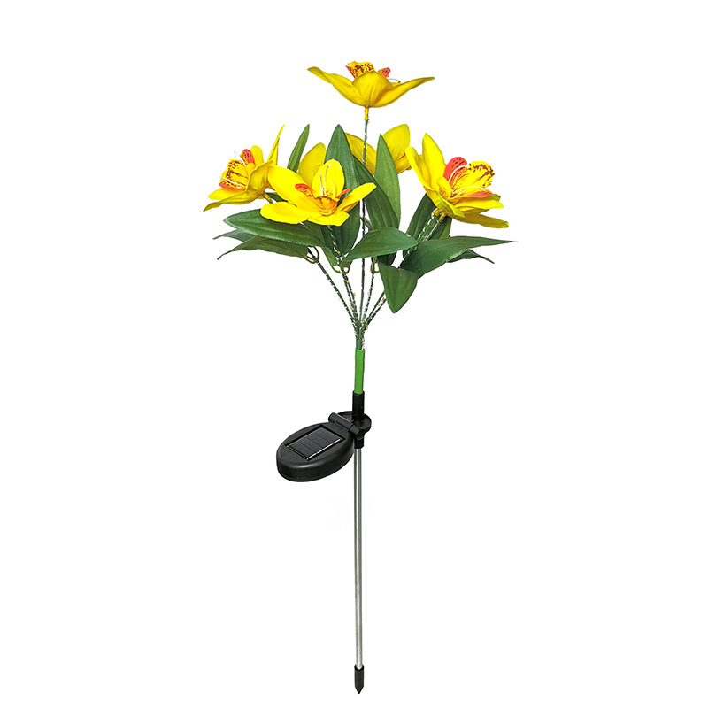 New LED villa garden decoration outdoor waterproof ground insert light lawn simulation flower light 7-head solar orchid light Item Picture