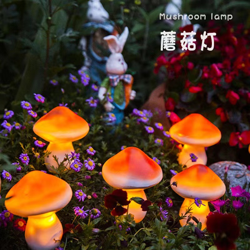Cross-border solar mushroom ground insert lights, lawn ground insert lights, outdoor courtyard garden landscape decoration, night lights in seven colors full figure