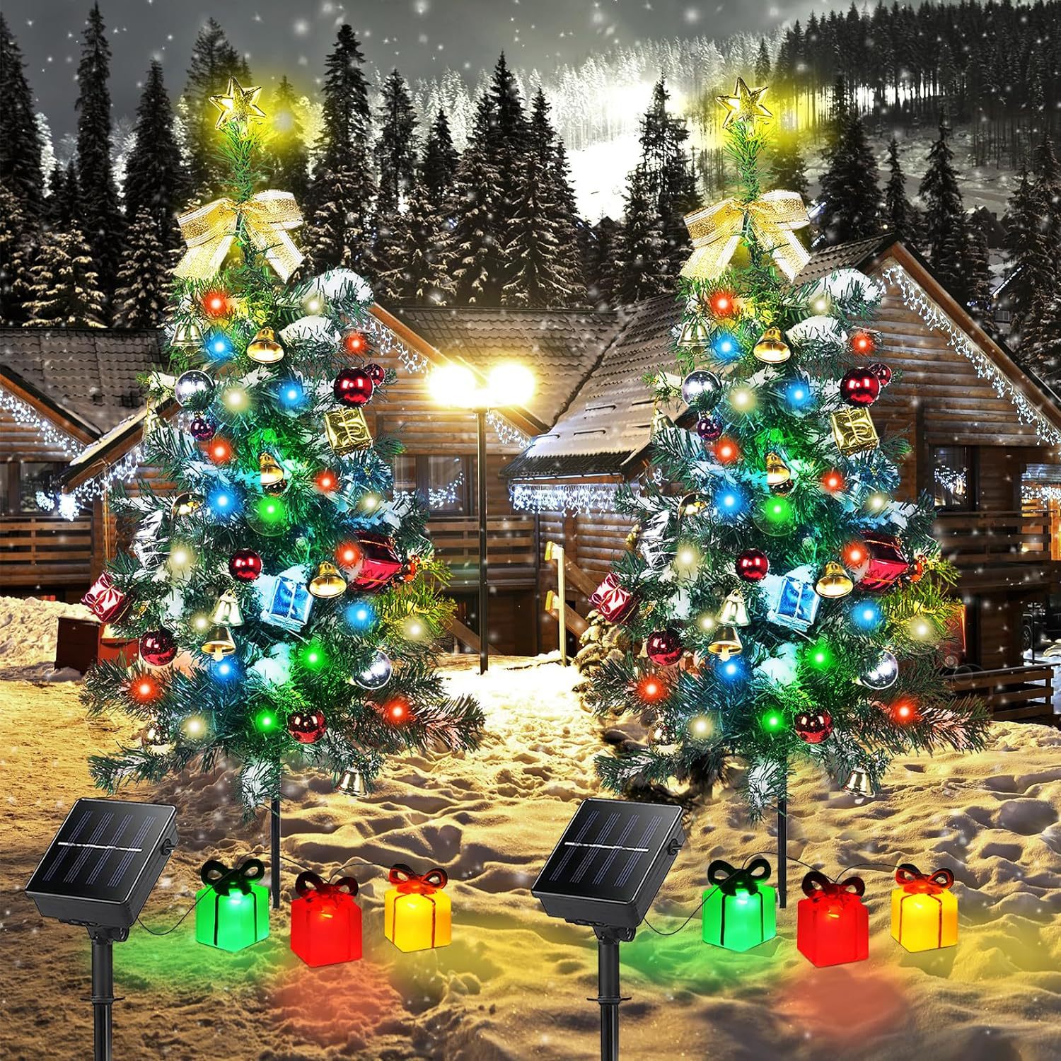 New outdoor solar lawn lights, large-sized LED Christmas tree ground lights, and festival courtyard decorative landscape lights Application Scenario