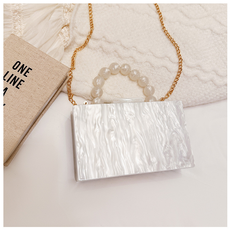 New cross-border acrylic bead hand-held bag, shoulder crossbody chain box bag, dinner bag, factory direct sale Item Picture