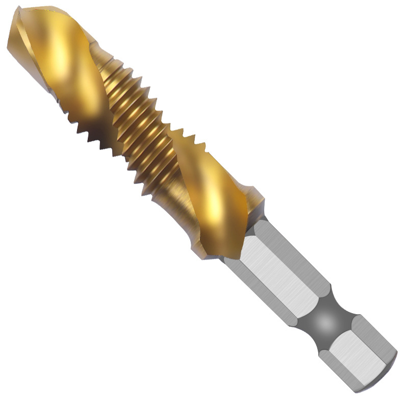 7pc high-speed steel spiral groove machine titanium-coated tap 5-piece set for screw hole hand tapping tap set Item Picture