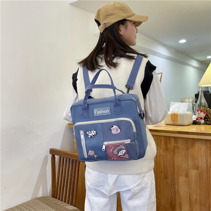 A new Japanese-style color-blocking, fresh and light crossbody handbag for girls, a simple and artistic large-capacity backpack Specification drawing