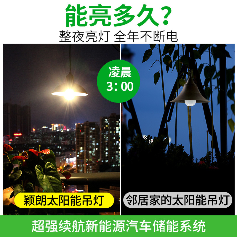 Yinglang solar chandelier, outdoor courtyard garden, corridor, outdoor solar hanging lamp, ironwork retro lamp details Picture