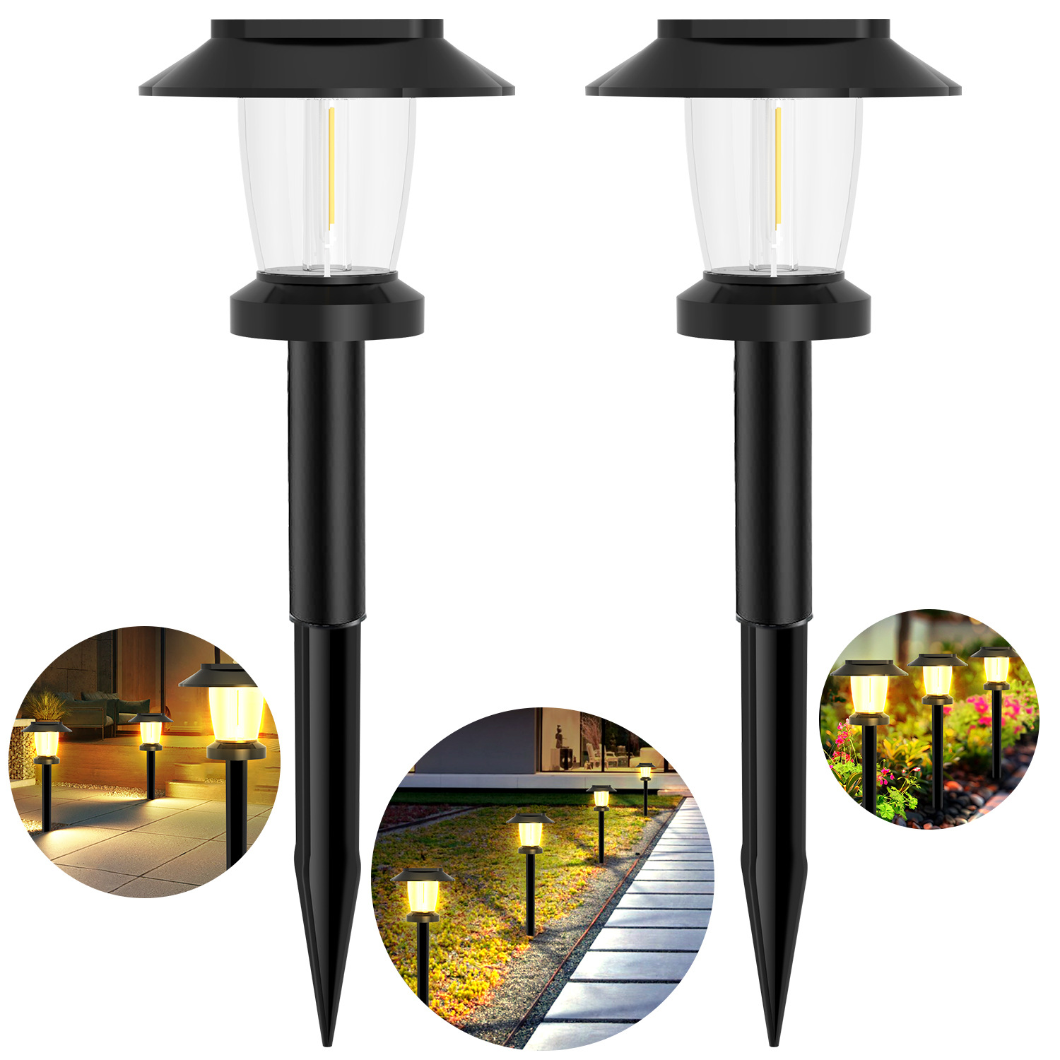 Solar lamps, outdoor garden lamps, waterproof garden walkways, tungsten filament lawn floor lamps, outdoor atmosphere installation path lamps details Picture