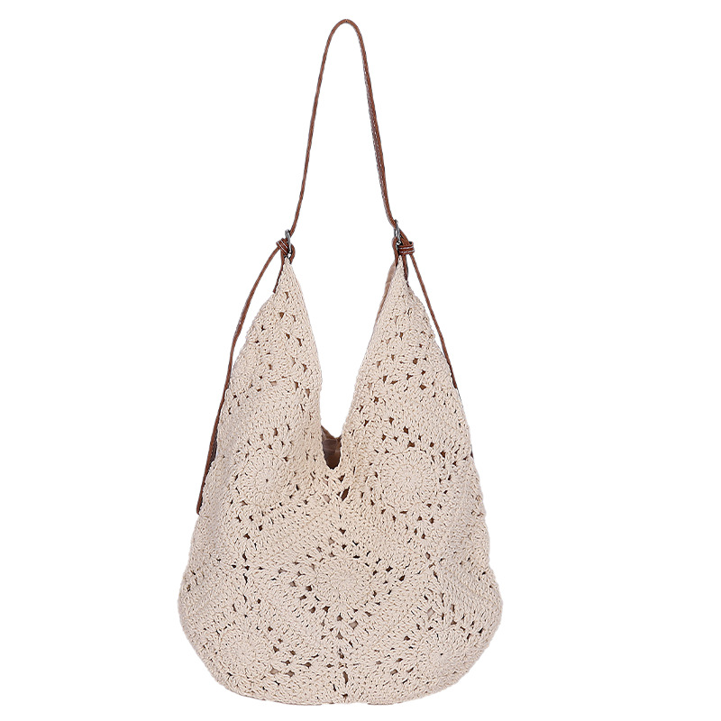 Hollowed-out beach vacation woven bag for women, a new trendy, casual, high-quality, large-capacity single-shoulder bag for commuting in summer 2025 Item Picture