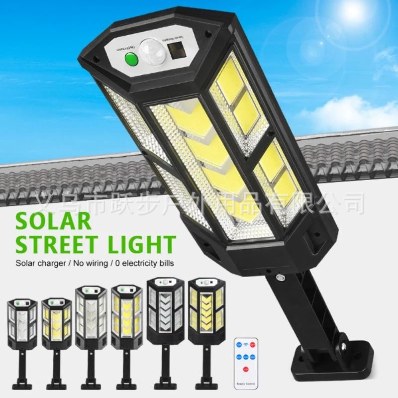 New outdoor waterproof solar remote control street lamp, COB human body sensor wall lamp, garden courtyard lamp, garage lamp details Picture