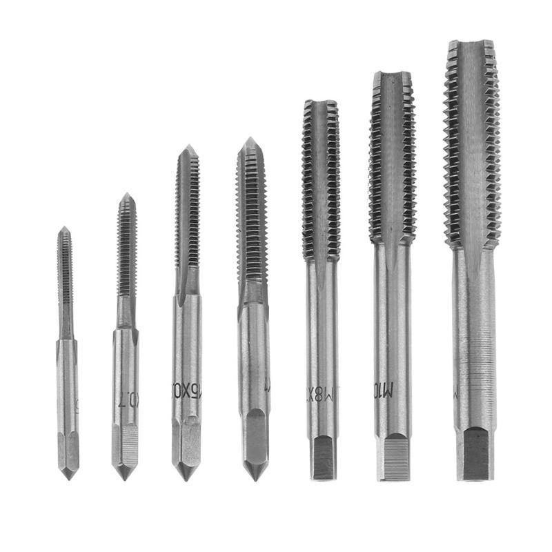 Bearing steel taps with square handles and straight grooves, M3-M4-M5-M6-M8-M10-M12 seven-piece set full figure