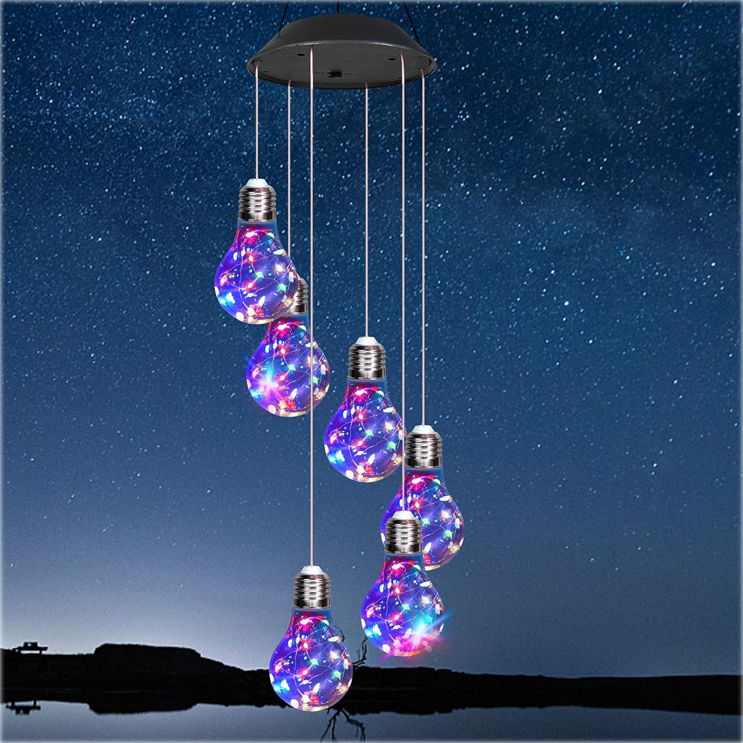 In-stock solar chandeliers, solar wind chime lights, outdoor gourd lights, courtyard led colorful landscape bulbs, wind chimes Specification drawing