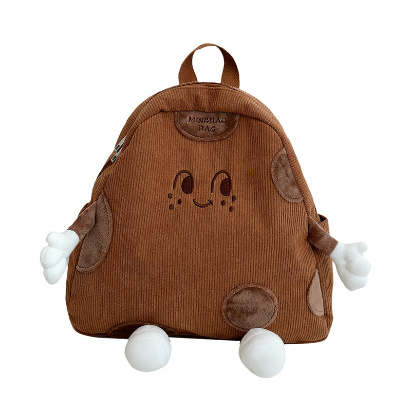 Cute and simple cheese anti-theft backpack for women in autumn and winter, high-end texture corduroy bag schoolbag, high-end feel, soft bag Item Picture