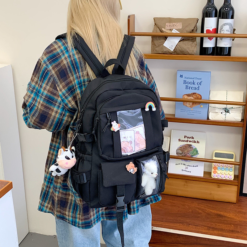 New large-capacity primary school schoolbag for girls in Harajuku, cute girl student backpack, trendy and casual foreign trade schoolbag Specification drawing