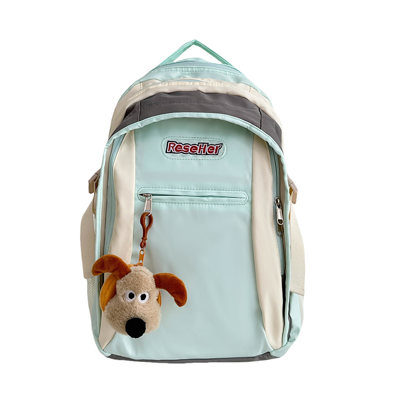 Japanese-style Harajuku mint green schoolbag for girls' high school students, large-capacity color-blocking fresh backpack, casual student backpack Item Picture