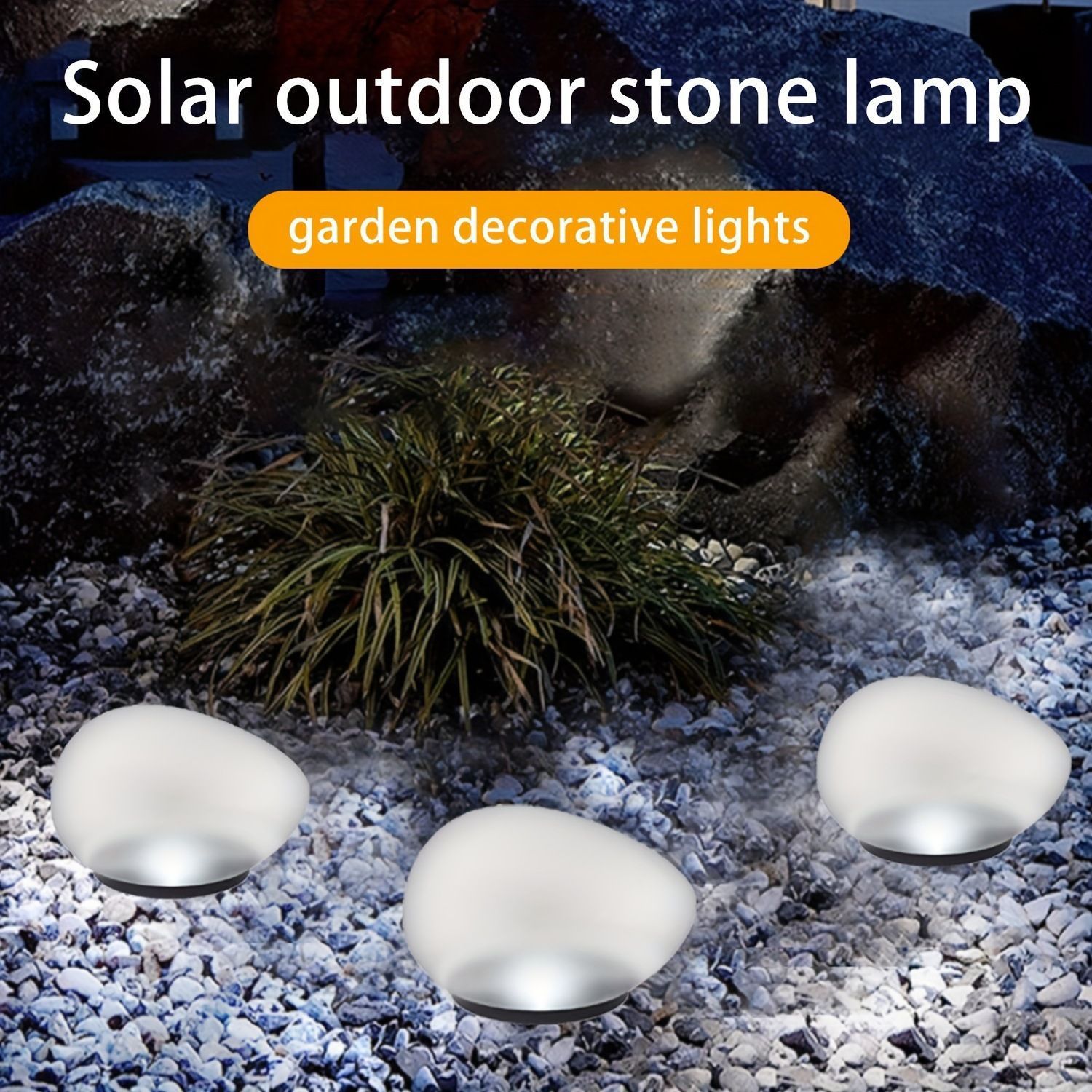 Solar decorative lights, outdoor lawn landscape lights, villa and park atmosphere lights, oval stone lights, luminous creative lights Application Scenario