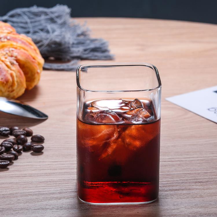 High borosilicate glass single-layer cup, children's juice drink, household square straight transparent glass milk breakfast cup Specification drawing