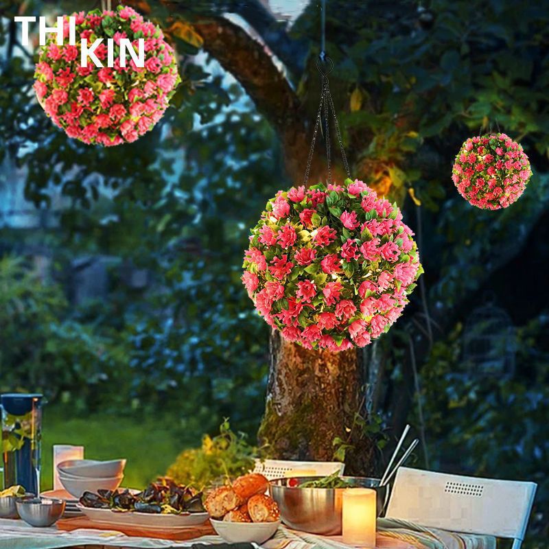 Cross-border solar LED flower ball lamp Outdoor courtyard villa camping waterproof hanging imitation plant and flower landscape lamp Specification drawing