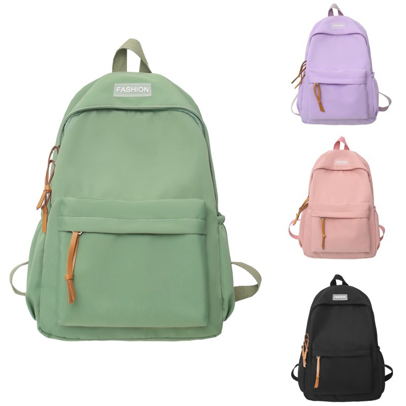 Wholesale of new solid-color backpacks, Korean version of ins schoolbags for junior high school, senior high school and college students, and large-capacity backpacks for leisure travel full figure