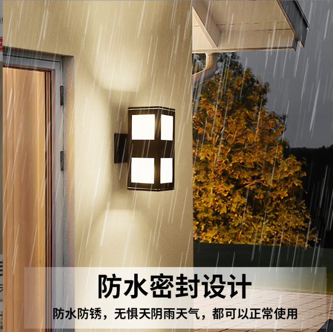 New foreign trade product, European-style E26 lamp head aluminum material, European standard exterior wall decoration waterproof double-head wall lamp, outdoor wall lamp details Picture