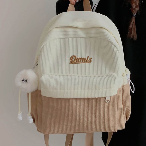 New corduroy small schoolbags for autumn and winter, simple student backpacks, trendy color-blocking cute small backpacks, casual backpacks Application Scenario