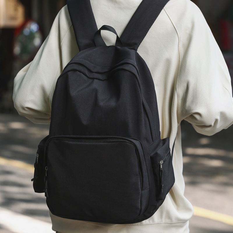 Korean-style InS-style casual and simple schoolbag, solid-color lightweight travel backpack, high school, junior high school and college students' backpacks full figure