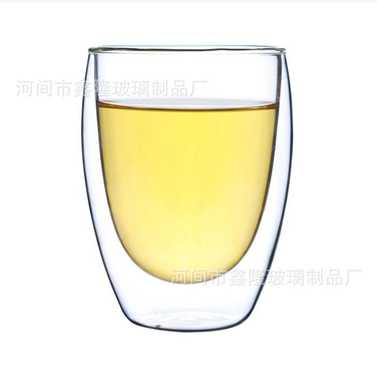 【 Customized LOGO】 Promotional gift glass cups, customized double-layer glass cups, 350ML heat-resistant water cups, advertising cups Item Picture