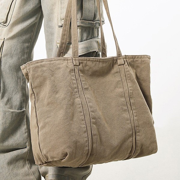 Korean-style casual single-shoulder large-capacity retro washed canvas bag shopping bag, simple and lightweight commuting solid color handbag Specification drawing