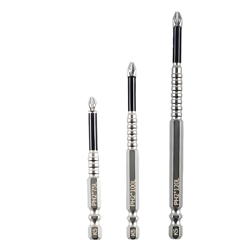 K5 anti-slip, impact-resistant, strong magnetic cross screwdriver, high-torque hand drill, electric screwdriver, super-hard screwdriver head Item Picture