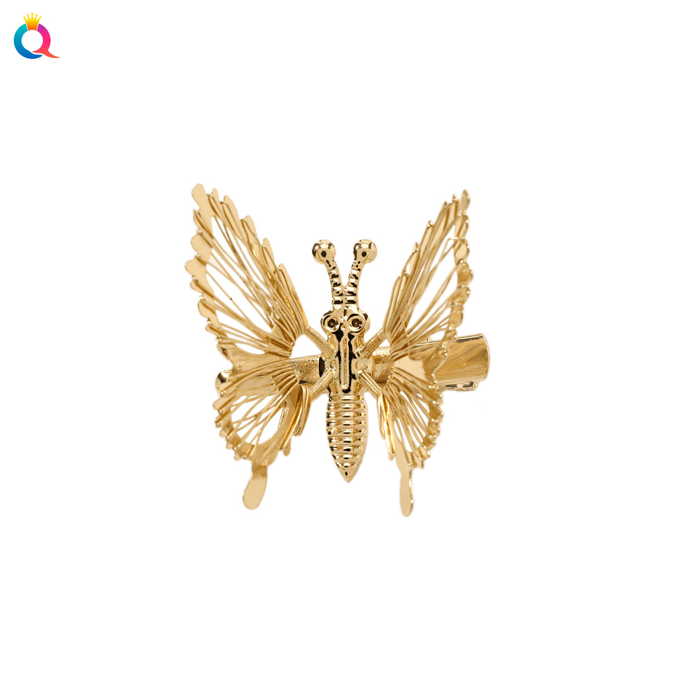 Qiyue Korean-style moving butterfly hair clips, ins Super Fairy three-dimensional alloy retro duckbill hair accessories wholesale Item Picture